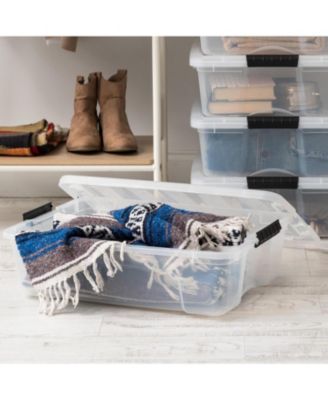 USA 27 Qt Stackable Plastic Storage Bins with Lids, Pearl, 2Pk