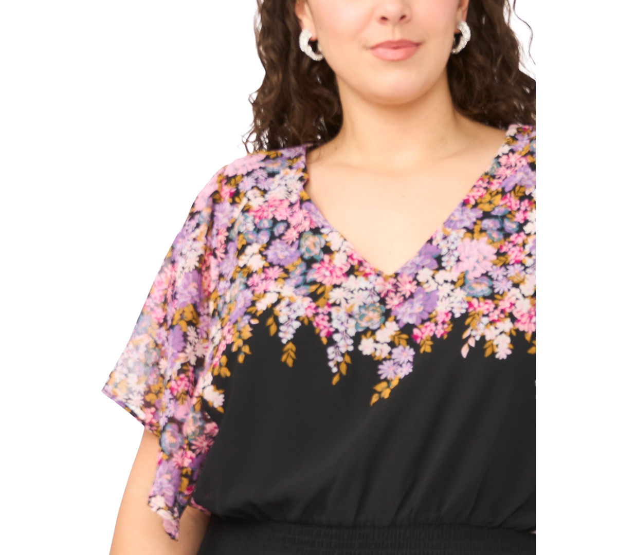 Msk Plus Flutter-Sleeve V-Neck Maxi Dress