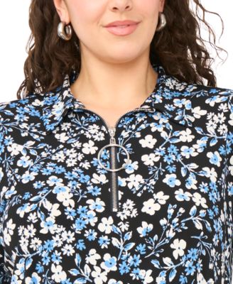 Plus Size Printed Short-Sleeve Midi Dress