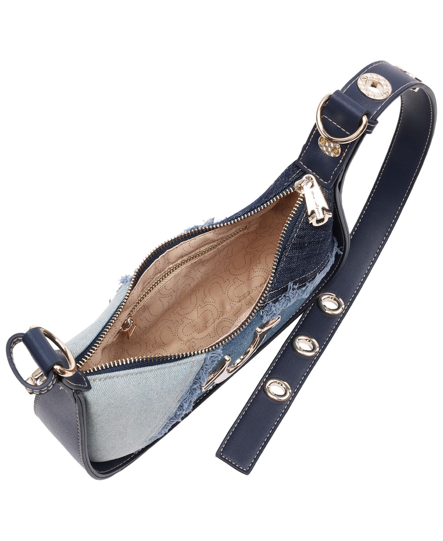 Женская сумка True Religion Frayed Denim Horseshoe Flap Shoulder, цвет: Джинсовый / Синий — фото 6