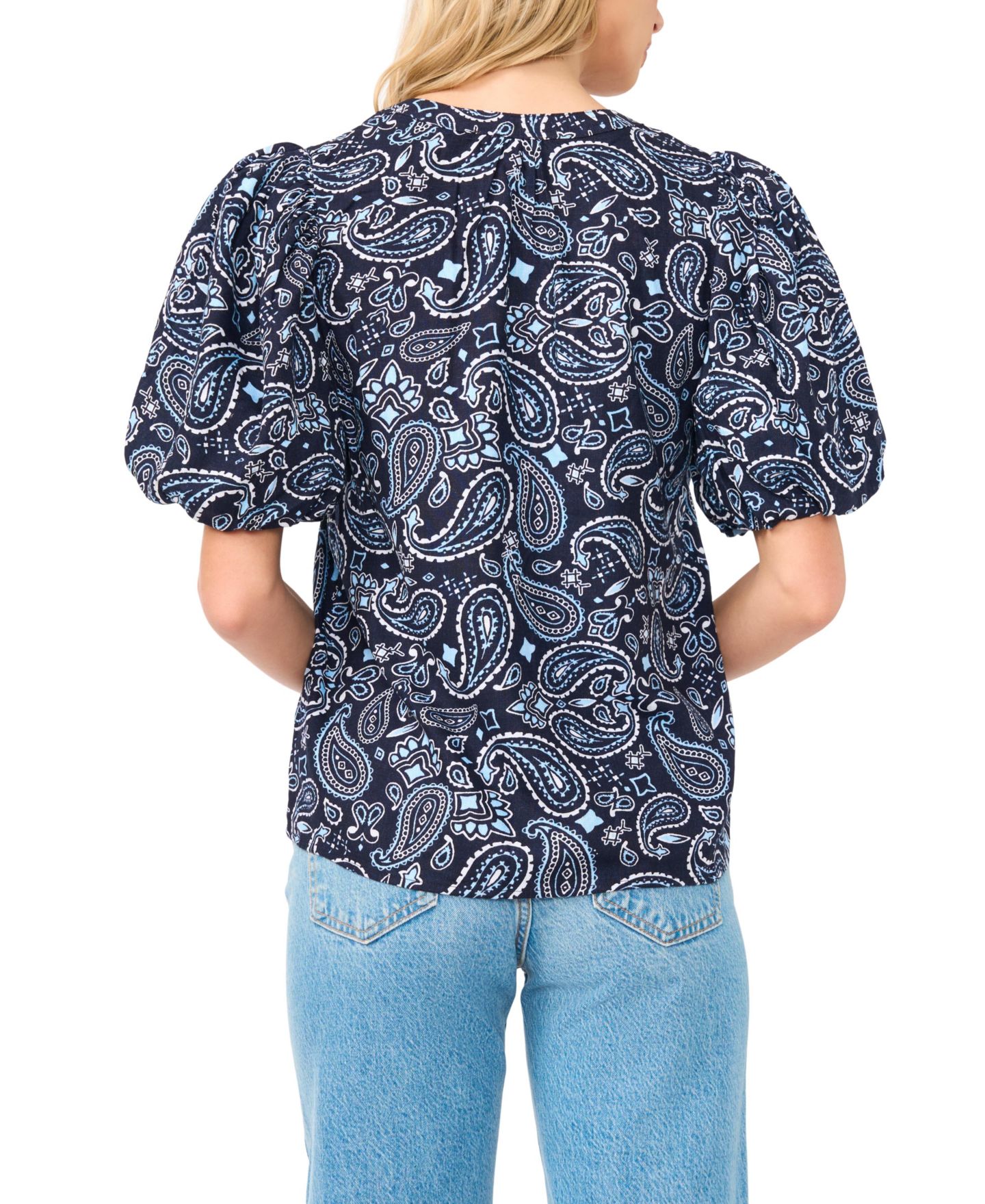 Женская блузка Vince Camuto Short Puff-Sleeve, цвет: Тёмно-синий — фото 4