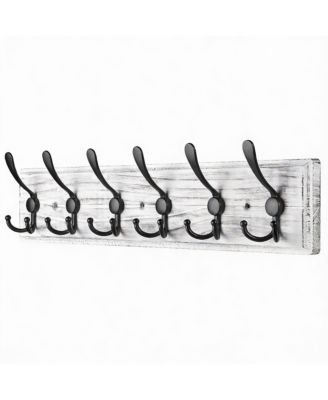 Wooden Wall Coat Rack with 8 Hooks for Hats Coats