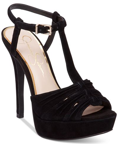 Jessica Simpson Bassie Ruched T-Strap High-Heel Platform Sandals
