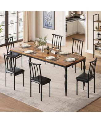 Kitchen Table 78 Inch Rectangular Dining Table for 6 Rustic Farmhouse Kitchen Table