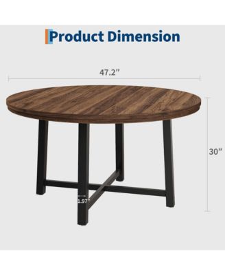 Kitchen Table Garvee 47 Inch Round Industrial Dining Table for 4