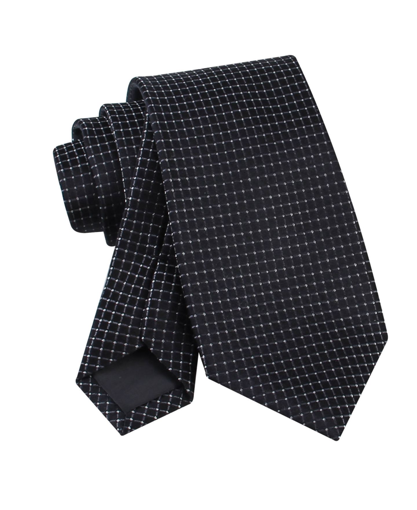 Мужской галстук Calvin Klein Grid Pattern Silk Tie, цвет: Чёрный — фото 4