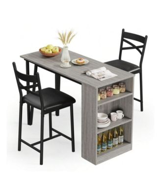 Kitchen Table 3Piece 36in Wooden Counter Height Dining Table Setfor Dining Room, Home Office, Living Room