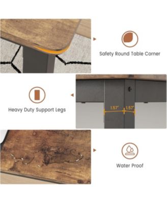 Kitchen Table Dining Table for 4-6 People 63 inch Long Wooden Rectangular Kitchen Table