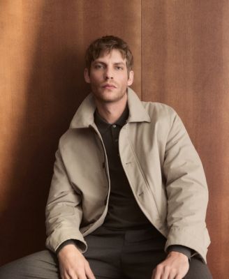 Men's Shearling-Effect Collar Quilted Jacket