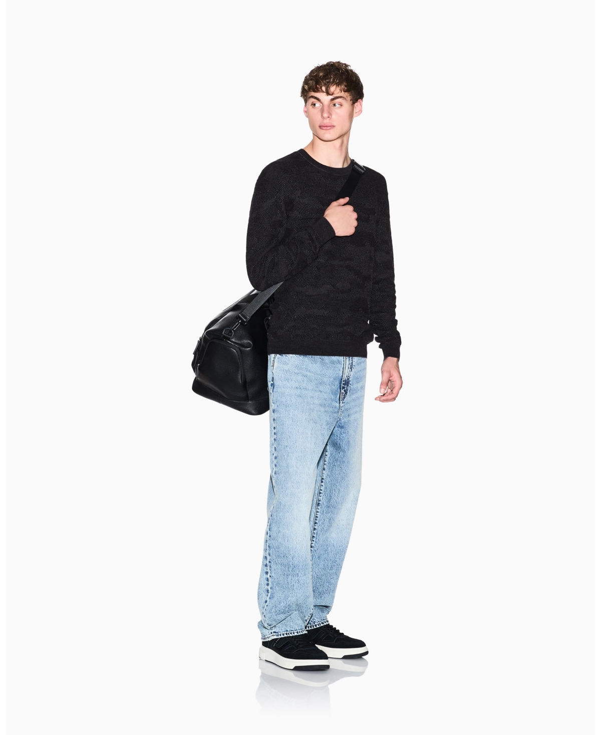 A|X Armani Exchange Men's Jacquard Camouflage Mercerized Cotton Sweater