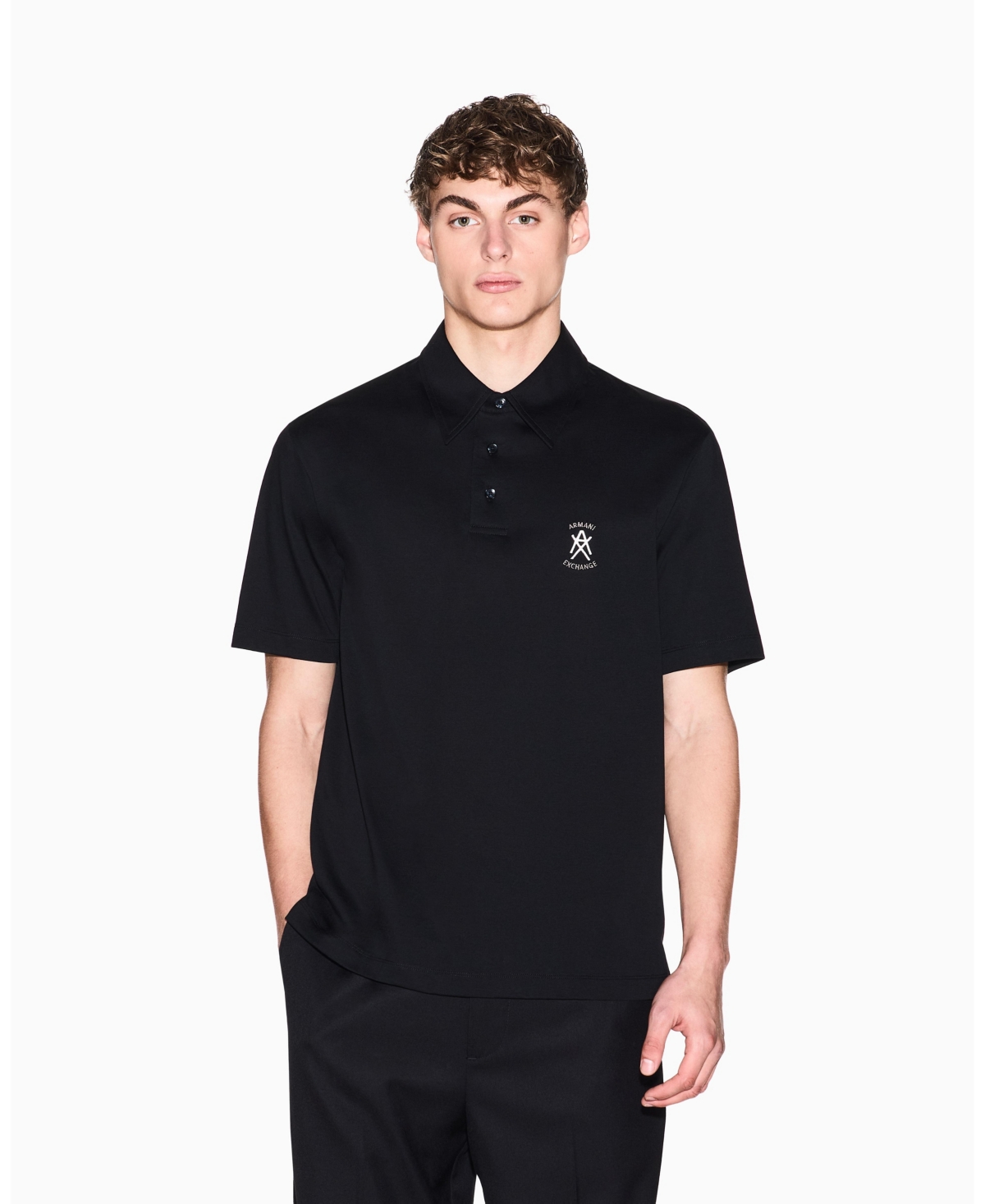 A|X Armani Exchange Men's Short Sleeve Mercerized Cotton Logo Polo Shirt