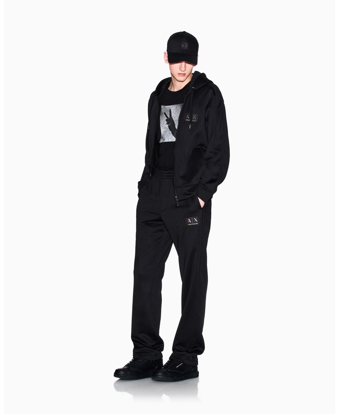 Мужские брюки A|X Armani Exchange Black and Gold Sweatpants, цвет: Чёрный — фото 2