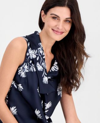 Petite Sailor Tie V-Neck Blouse