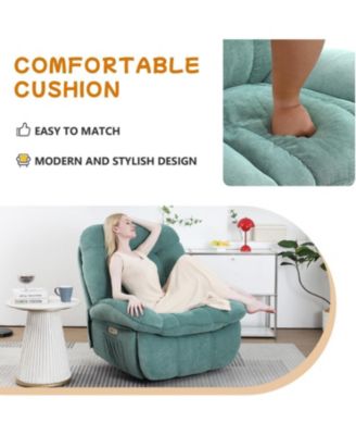 Oversized Swivel Power Recliner Chair, Modern Massage Rocker Recliner Chairs with Heated, USB-C Ports and Side Pocket