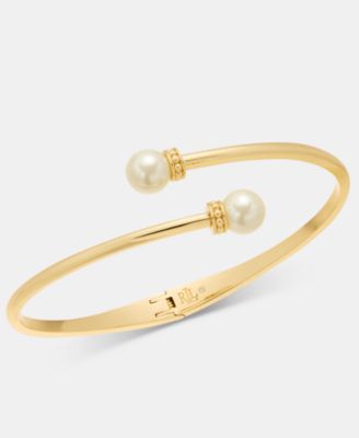 Imitation Pearl Bypass Bangle Bracelet