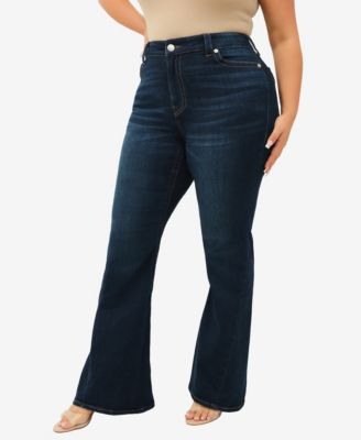 Plus Size Joey Flare Mid Rise Flap Jeans