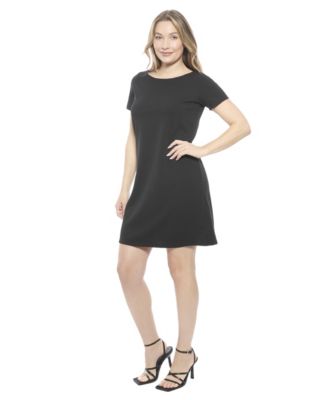 Women's Solid Short-Sleeve Round Neck Mini Shift Dress