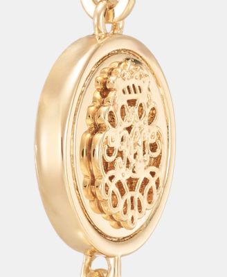 Gold-Tone Pearl Coin Double Drop Earrings