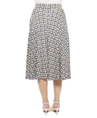 Women's Geometric Elastic Waist Pocket A-Line Midi Skirt