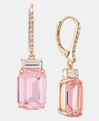 Gold-Tone Boxed Blue Stone Drop Earrings