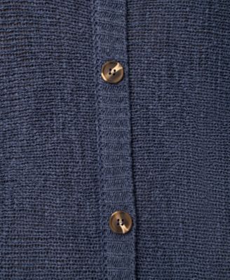 Plus Size Button Back Tape Yarn Short-Sleeve Knit Sweater