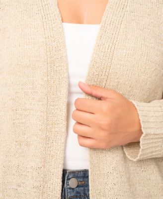 Plus Size Jersey Stitch Long Open Front Cardigan