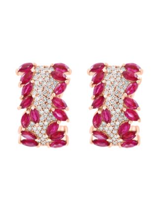 EFFY&reg; Ruby (3-5/8 ct. t.w.) and Diamond (1/2 ct. t.w.) Earrings in 14k Rose Gold