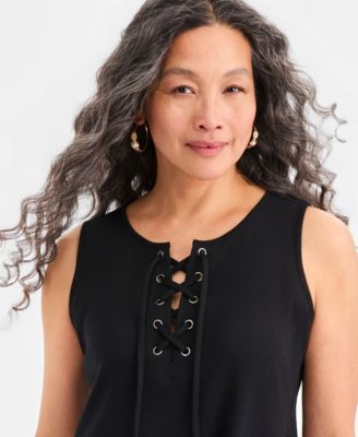 Women's Lace-Up Sleeveless Dress