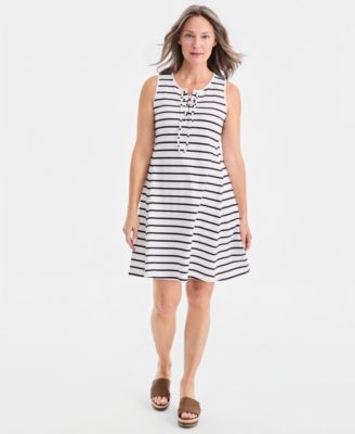Women's Striped Lace-Up Sleeveless Dress