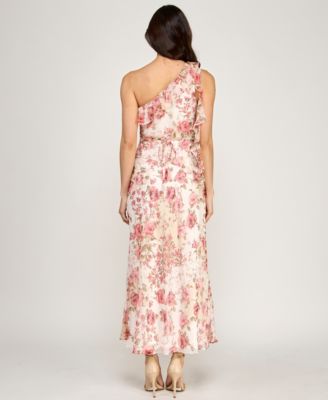 Juniors' One-Shoulder Ruffle Dress