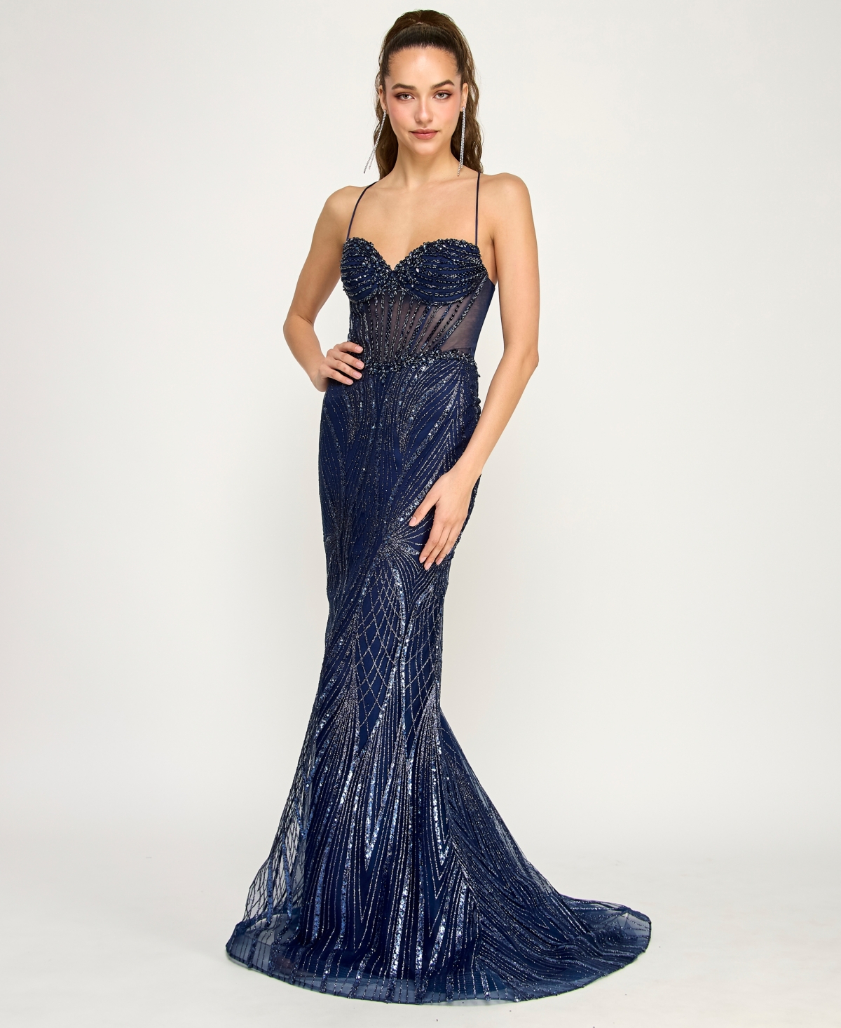 Say Yes Juniors' Spaghetti Straps Sweetheart Neck Gown