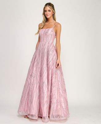 Juniors' Square Neck Ball Gown