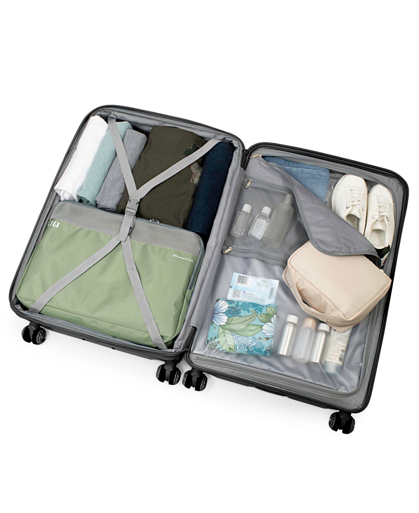 Чемоданы Traveler's Choice Elm 2-Pc. Carry-On Hardside Expandable Spinner Luggage Set, цвет: Чёрный — фото 4