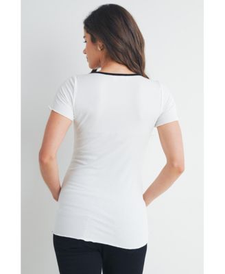 Maternity Women  s Printed Flutter Cap Sleeve V-Neck Top