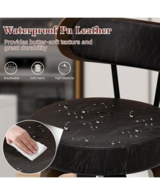 26 inches Swivel Bar Stools Set of 2, Counter Height Bar Stools with Faux Leather Upholstered Pad Wood Back for Kitchen Island, Cafe