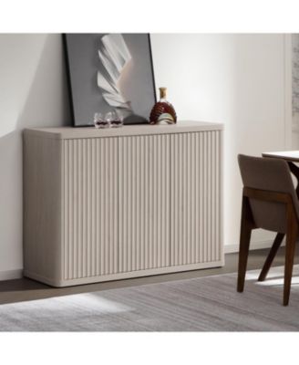 Fluted Sideboard Buffet Cabinet, 46in Wide Cupboard Coffee Bar Console Table Credenza with 3Doors Storage