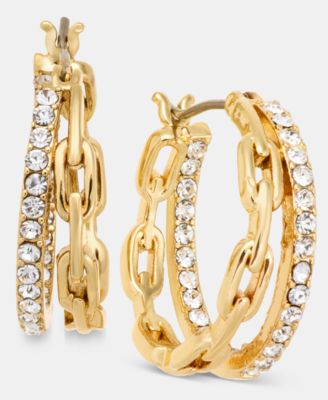 Chain Pave Split Hoop Earrings