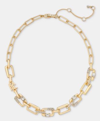 Logo Pave Link Collar Necklace