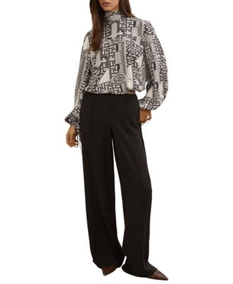 Women's Harry Tile-Print Balloon-Sleeve Blouse