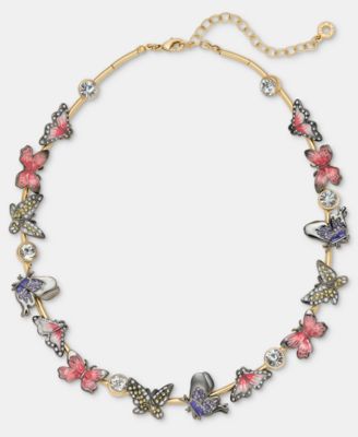 Crystal Butterfly Collar Necklace, 16" + 3" extender
