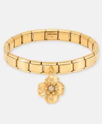 Pav&eacute; Flower Charm Stretch Bracelet 