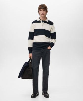 Men's Striped Polo Sweatshirt