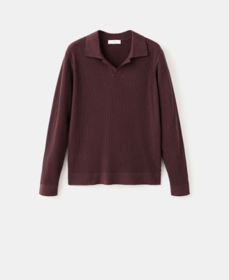 Men's Cotton-Blend Ribbed Polo Sweater