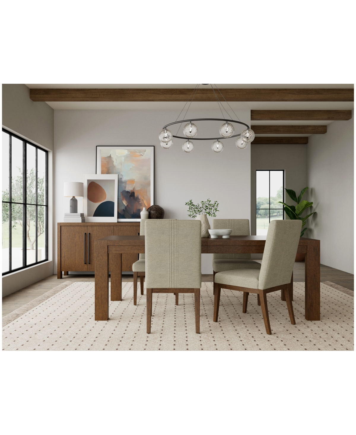 Davie Rectangular 5pc Dining Set (Table & 4 Upholstered Side Chairs)