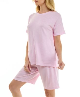 Women's Short-Sleeve Drop Shoulders Top & Shorts, 2-Piece Set