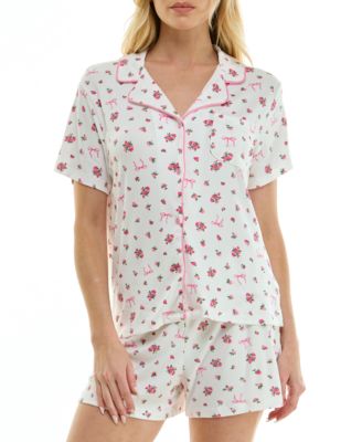 Women's Wonder Rib Notch Collar Top & Shorts, 2-Piece Set