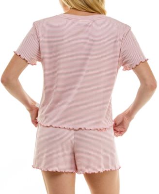 Women's Striped Top & Shorts, 2-Piece Set