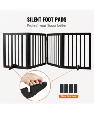 4-Panel Folding Indoor Pet Gate, 24" H x 80.3" W, Adjustable Barrier with Quiet Foot Pads