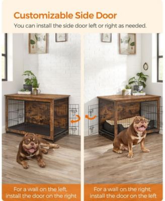 Indoor Dog Crate Furniture with Double Doors, Reversible Side Door, Removable Tray, 38.6" L, Top 154 lb