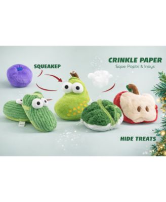 Squeaky Plush Dog Toys Set – Interactive Fruit & Vegetable Chew Toys with Built-in Squeaker for Small to Medium Dogs